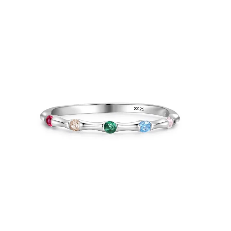 

Female Fine Jewelry S925 Sterling Silver Rainbow Color Zircons Ring