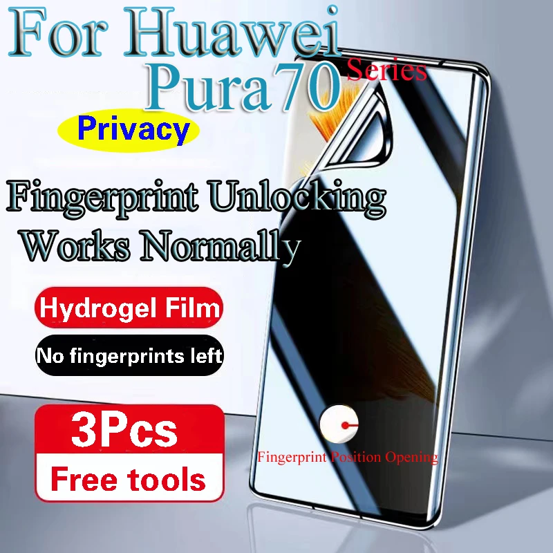 Pura70Pro Anti-peeping Hydrogel Film For Huawei Pura70 Pro+ Privacy Screen Protector Pura70Ultra Fingerprint Unlocking Works