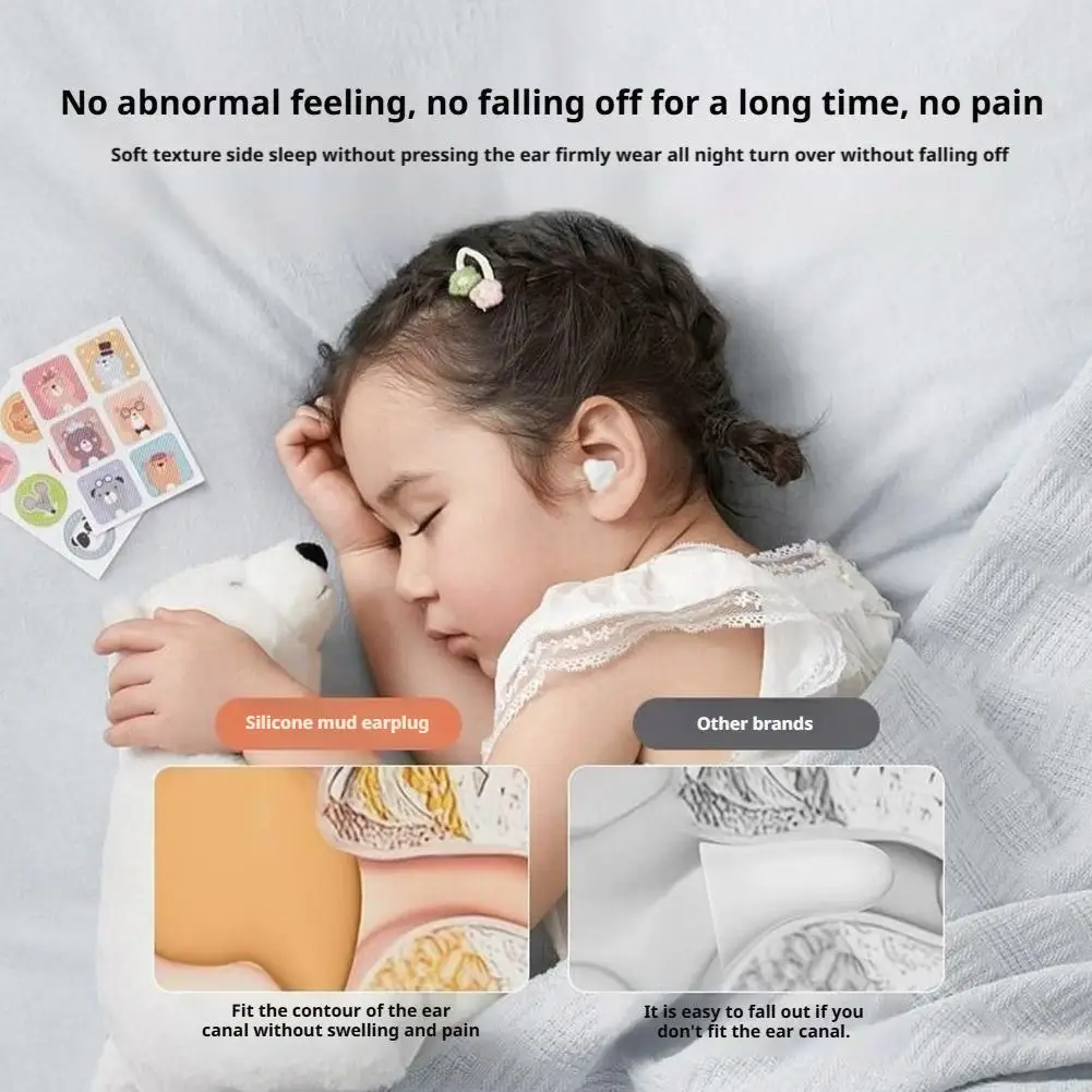 6 قطعة سدادات سيليكون لينة مع حقيبة حمل سدادات الأذن الصامت إلغاء الضوضاء النوم الأذن التوصيل مقاوم للماء سدادات حماية الأذن