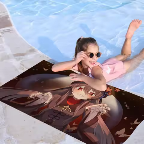 Game Genshins Impacts Hu Tao Big Microfiber Beach Towels Quick Dry Towel Sand Beach Towels Pool Towel for Travel Swim Pool Yoga