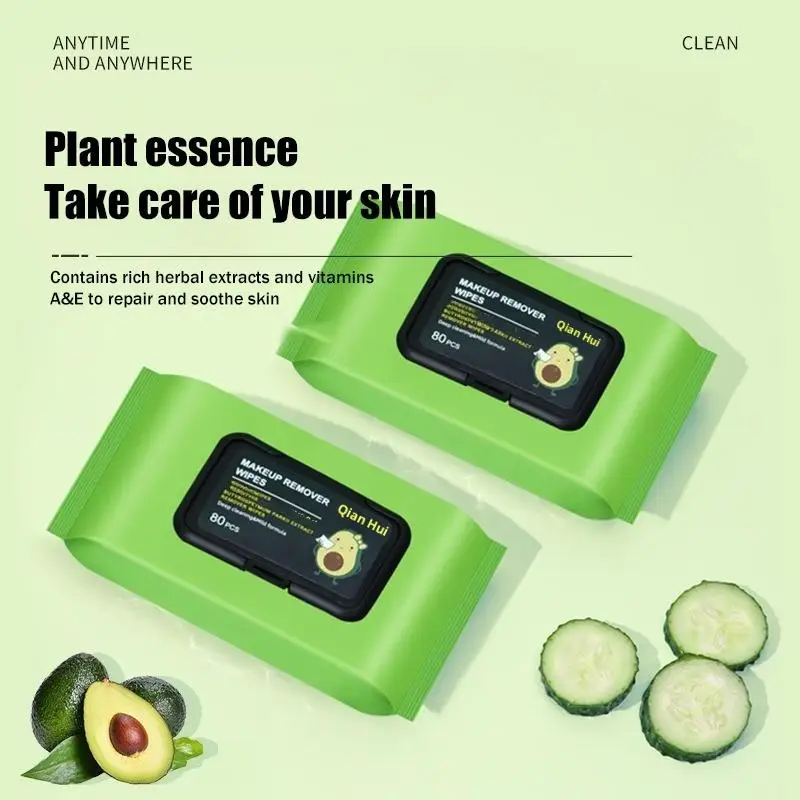 Avocado Scented Makeup Remover Wipes - Deep Cleansing Hypoallergenic Moisturizing Gentle Facial Travel-Friendly view 2