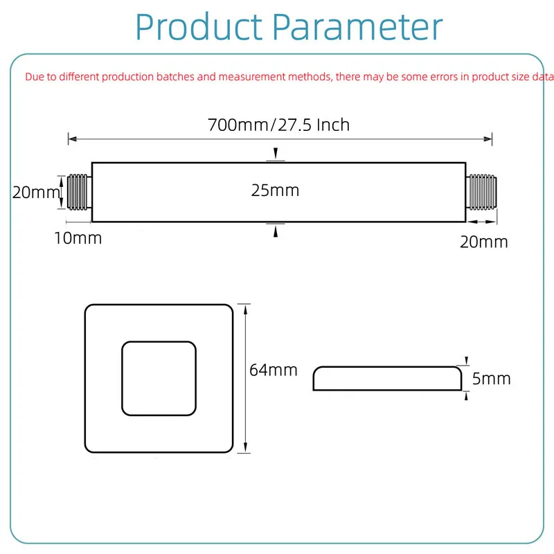 Ceiling Mounted 70CM Shower Extension Arm Tube Stainless Steel Chrome Shower Head Pipe Fixed Bar Rod For Bathroom Accessories