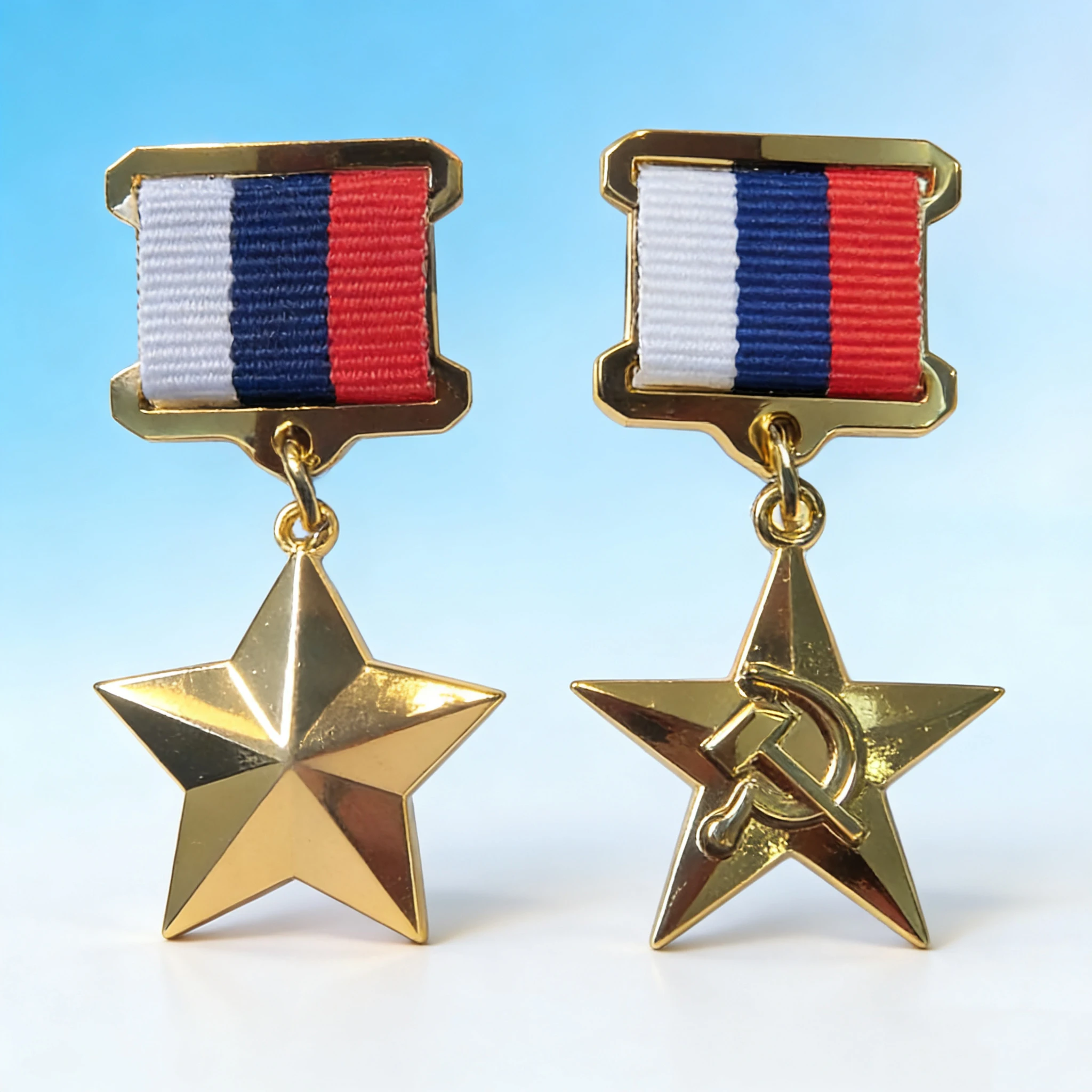 Soviet Socialist Labor Hero Medal Russian Federation Hero Gold Star Replica 1pc 3cm Metal Alloy Badge