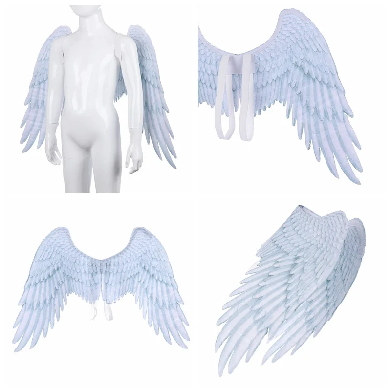 Halloween Decoration Non-Woven Fabric 3D Angel Wing With Elastic Strap Halloween Christmas Costume Cosplay Children 5-10 Years