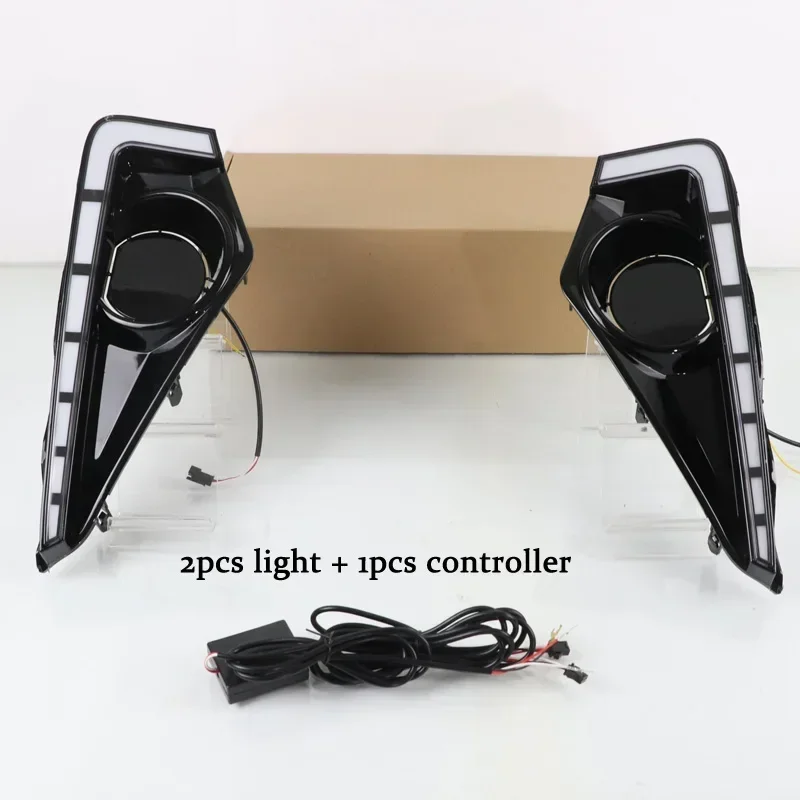 

Car LED DRL 12V Daytime Running Headlamps For Toyota Veloz 2021 2022 2023 Daylights Yellow Turn Signal DRL Car Foglamps