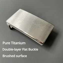 35mm Pure Titanium Flat Belt Buckle Brushed Surface Double-Layer Design Anti-allergy Metal Men's Belt Accessory for 3.5cm Straps