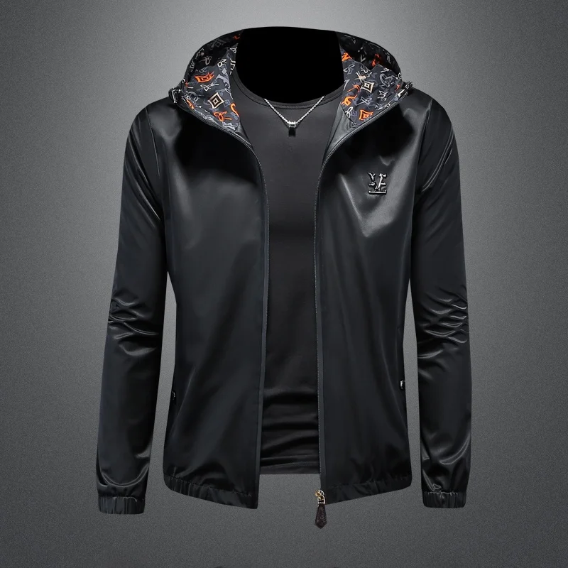 

Мужская повседневная куртка с принтом, весна 2024, большие размеры, модная молодежная верхняя одежда, полиэстер, на молнии, длинный рукав