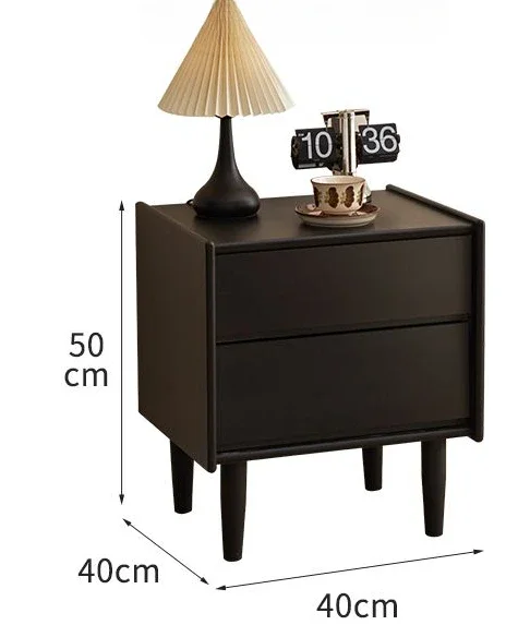 Fuzun Starlight Solid Wood Bedside Table Black Luxury Bedroom Storage Cabinet Modern minimalist storage cabinets image 2