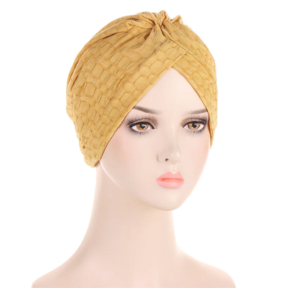 Fashion topi beanie wanita Hijab Muslim Turban topi Kemo lipat topi kanker topi Bonnet rambut rontok penutup kepala syal kepala bungkus