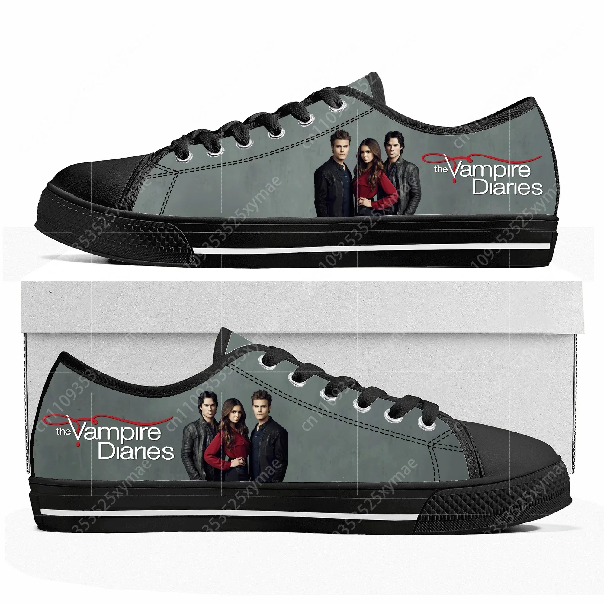 

The Vampire Diaries Low Top Lightweight Sneakers Damon Salvatore Mens Womens Teenager Canvas Sneaker Travel Casual Shoes