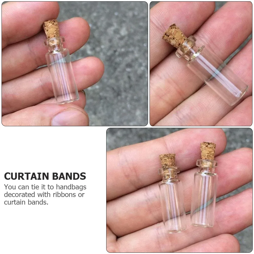 

MUSISALY 100pcs Small Cork Bottle Pendants Mini Glass Wish Jars for Craft Projects and Decorative Wishing Bottles