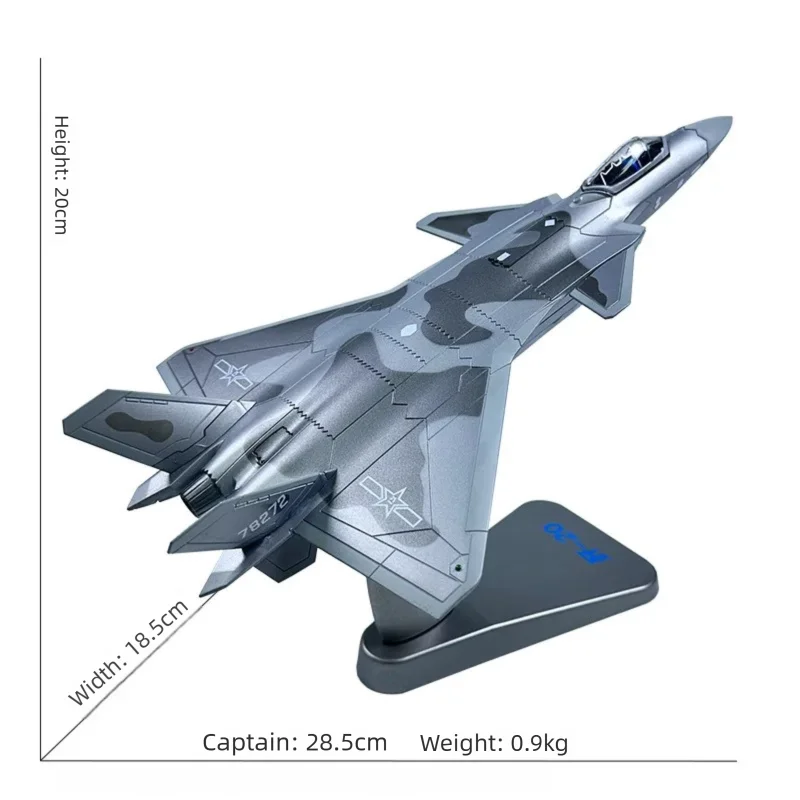 Diecast 1:72 Scale Plane Model J-20 Fighter Alloy Simulation Stealth Aircraft With Display Stand Souvenir Gifts For Adults Boy
