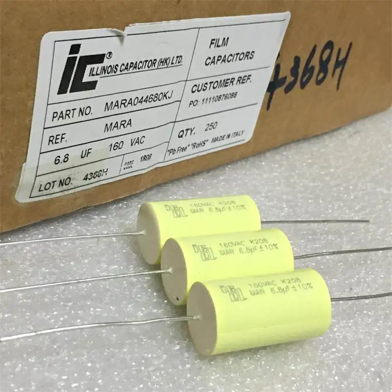 2PCS/LOT ICEL MAR Series 6.8UF 160VAC Copper Pin Frequency Divider Thin Film Capacitor