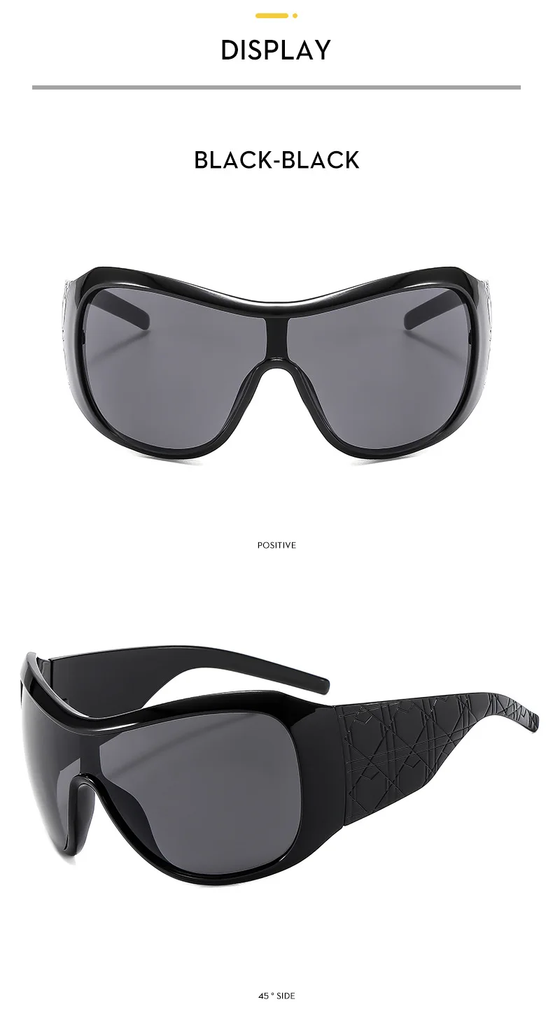 Mode Marke Design Übergroßen Y2K Sonnenbrille Frauen Für Männer Trendy Vintage Luxus Großen Rahmen Outdoor Sonnenschutz Goggle UV400 – Detail 5
