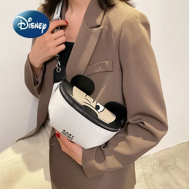Nuevo bolso de cintura de Mickey de Disney para mujer, bolso cruzado de marca de lujo para mujer, bolso de pecho de moda de dibujos animados de gran capacidad de alta calidad