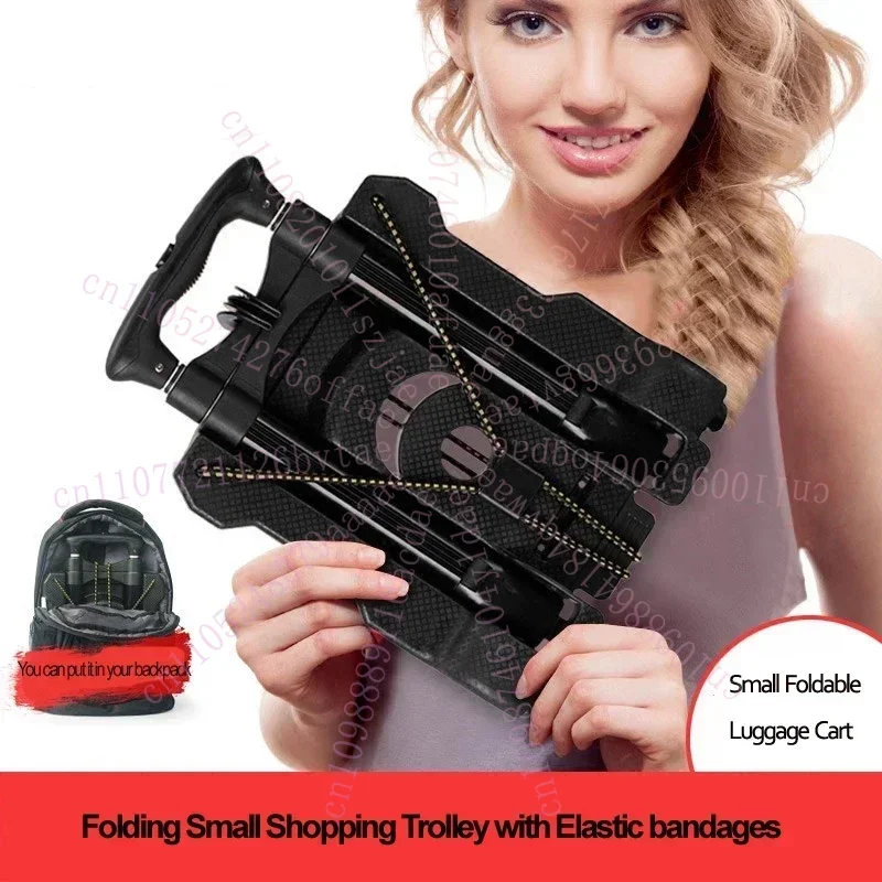 Foldable Labor-saving Hand Trolley, Portable Inclined Pull Cart for Student Luggage and Daily Travel