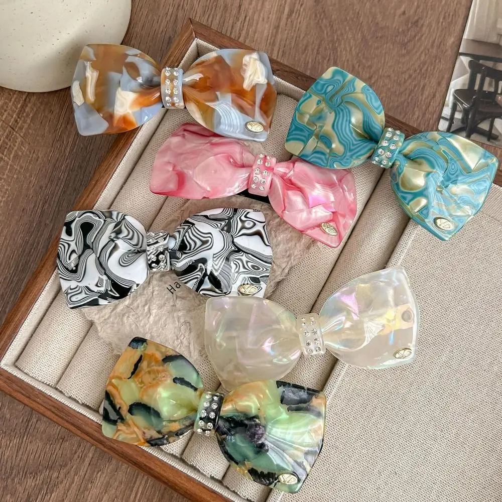 

Personalized Acetic Acid Acetate Hair Clip Bowknot Candy Color Rhinestone Hair Clip Spring Clip Hair Claw Bow Hairpin Girl