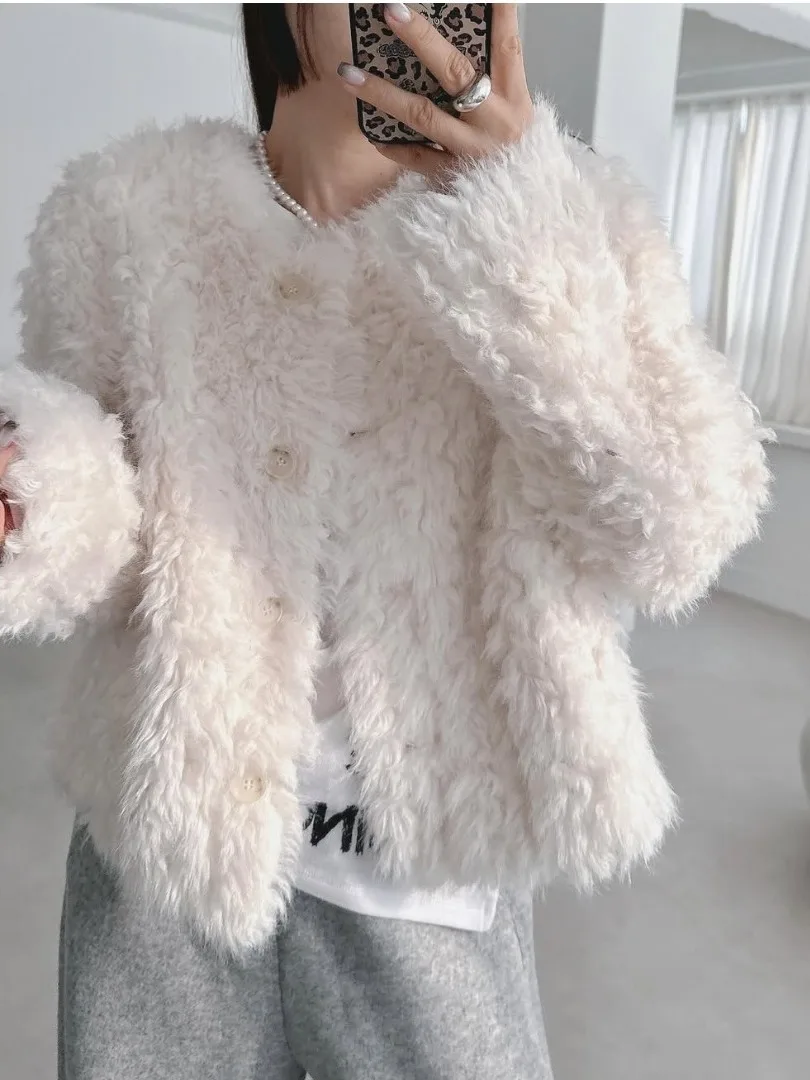 أنيقة خمر Faion معطف فروي دافئ المرأة لطيف مكافحة الشيخوخة رقيق Jaet العصرية ort ملابس خارجية الكورية Sle فضفاضة تناسب