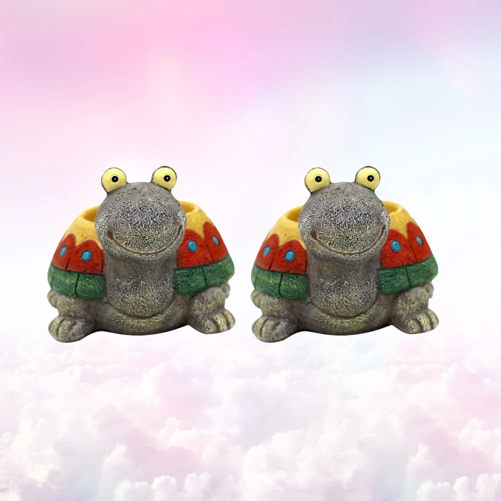 

2Pcs Turtle Resin Planters Mini Succulent Flower Pots Creative Plant Containers Decorative Bonsai Pots for Home Office Table
