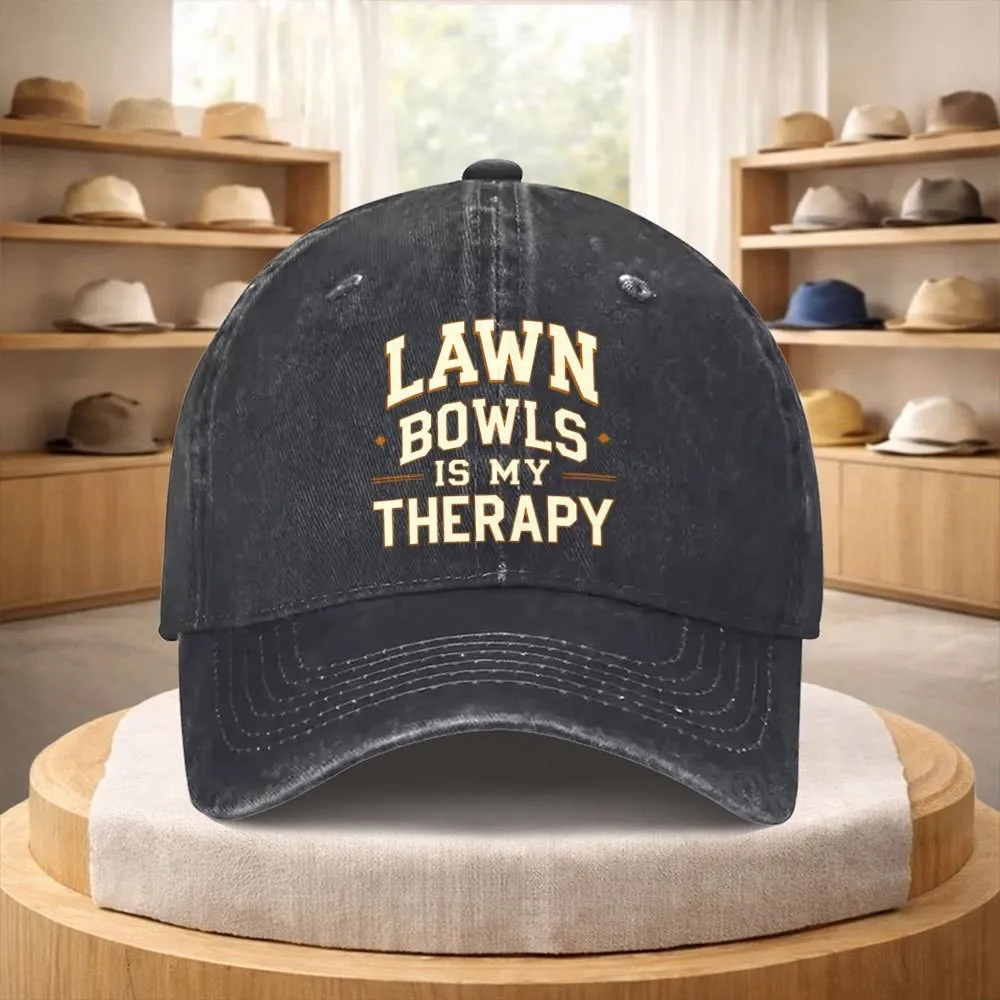 Lawn-Bowls-Is-My-Therapy-Distressed-Baseball-Cap-Unisex-Adjustable-Cotton-Hat-for-Outdoor-Sports-Streetwear