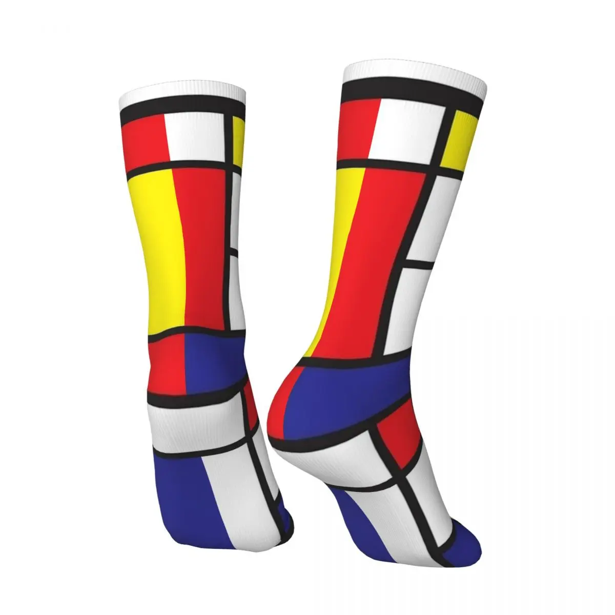 Piet Mondrian Socks Abstract Geometric Art Red Blue Yellow Rectangles Vintage Stockings Women Men Medium Socks Non Slip Socks