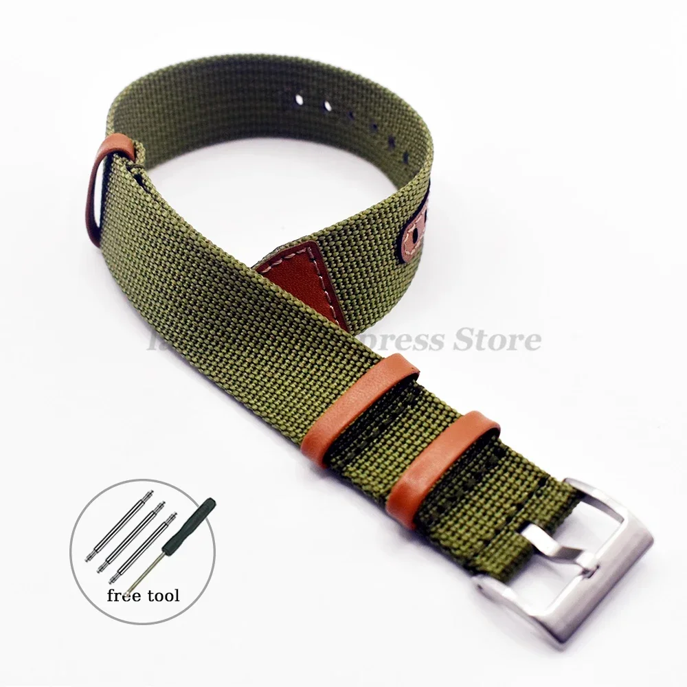 20mm 22mm Horloge Armband voor Seiko voor Rolex Canvas Nylon Patch Lederen Band Horlogeband voor Hamilton voor omega Vervanging Riemen