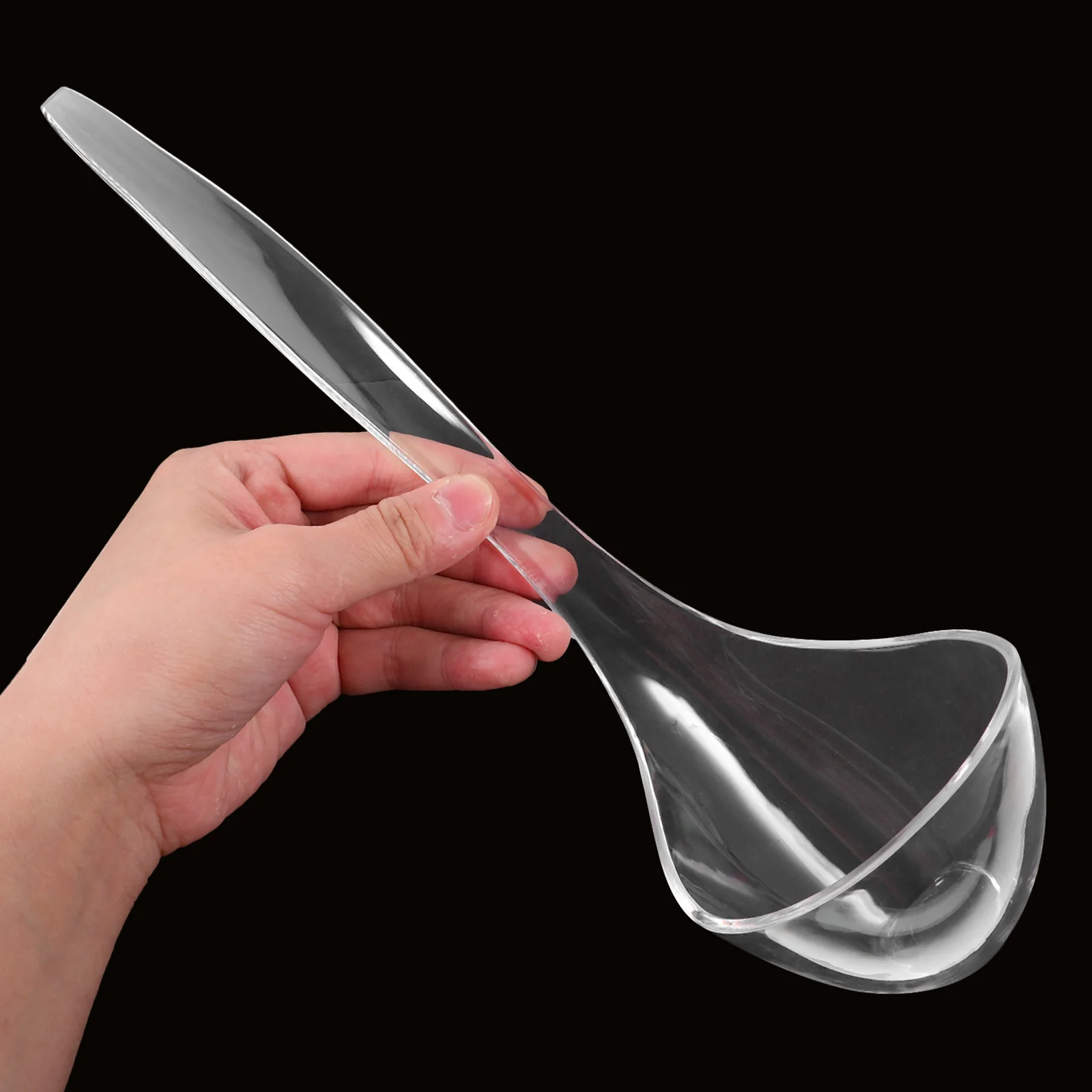 Dinnerware Transparent Long Handled Spoon Ladle Soup Shell Restaurant Serving Utensils Sauces Ladles Food Handles Plastic