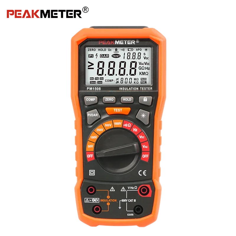 PM1508 High Output Voltage Insulation Resistance Tester ACV/DCV measurement meter PI/DAR function Handheld Multimeter