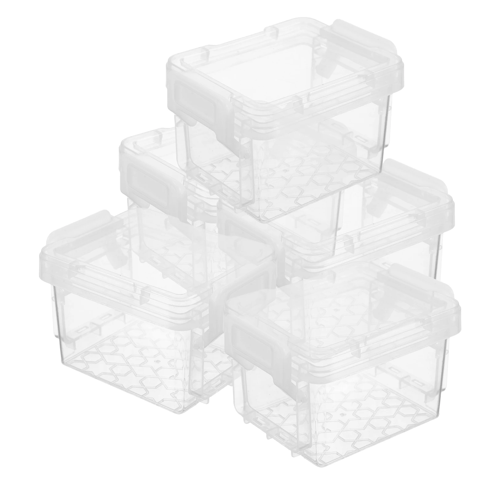 5Pcs Stackable Clear Plastic Organizer Boxes Desktop Multipurpose Storage Container for Jewelry Beads Office Supplies