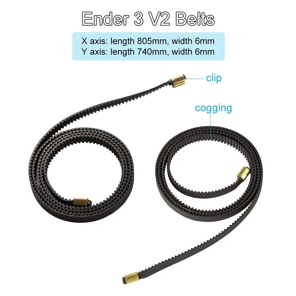 Ender 3 sabuk V2, Kit sabuk sinkron XY pengaturan waktu terbuka karet pengaturan waktu 2GT lebar 6mm sumbu Y + sumbu untuk Printer 3D Ender 3 V2