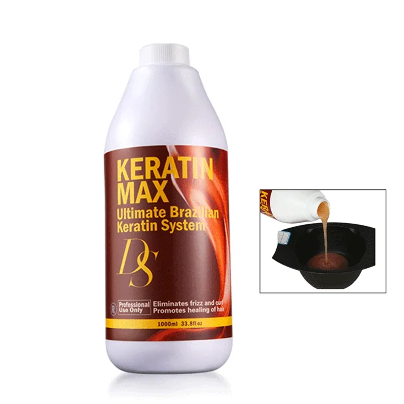 Free Formalin 1000ml DS Max Brazilian Keratin Treatment Straighten and Repair Hair+Purifying Shampoo+ Daily Shampoo+Conditioner