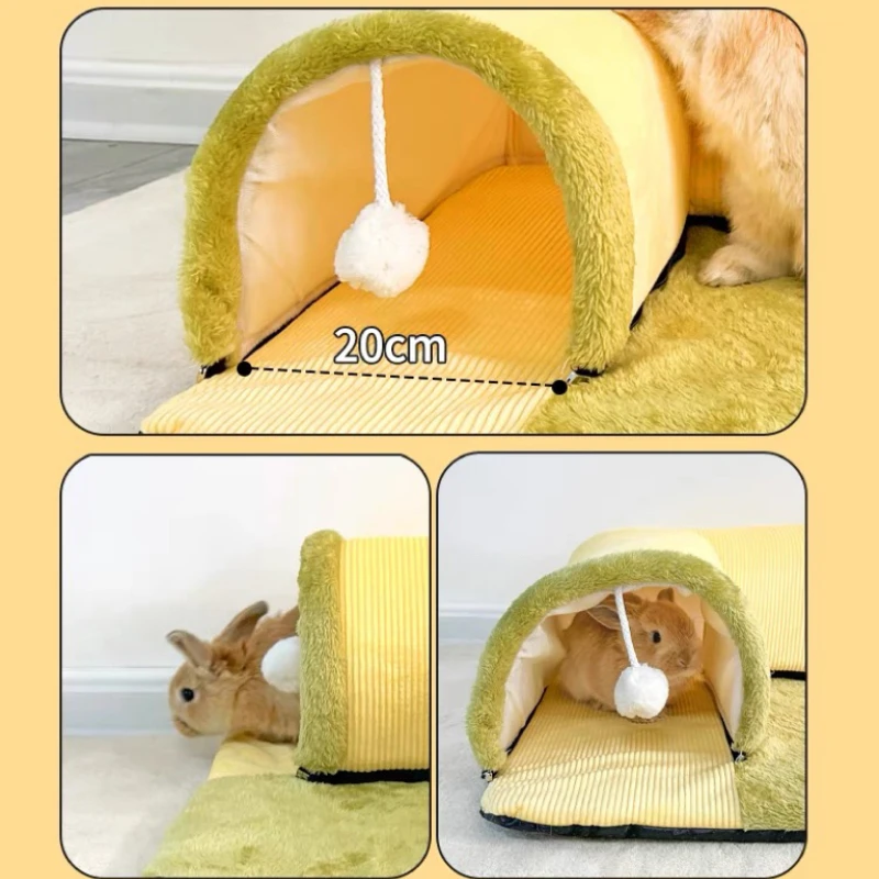 Bunny House Tunnel Hamster Nest Cute Bunny Tail Sleeping Mat Plush Soft Nest Pad Rabbit Dragon Cat Dutch Pig Bed Warm House Pet