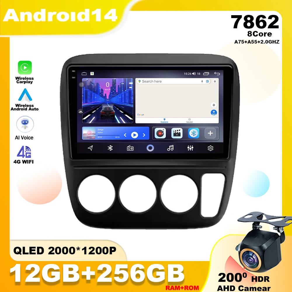 

Android 14 For Honda CR-V CRV 1995 - 2001 Car Radio Multimedia Player Stereo Navigation GPS 4G WIFI Built-in Carplay QLED Screen