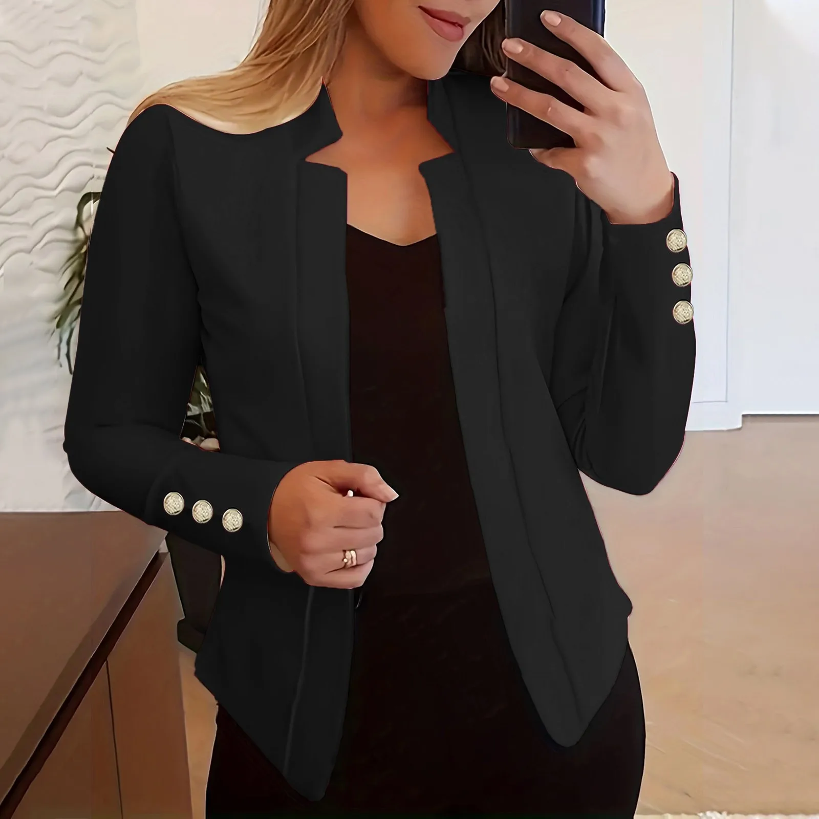 Veste Slim à Manches sulfpour Femme, Vêtement Décontracté, avec Coupe Décolletée, Idéal pour Bureau, à la Mode