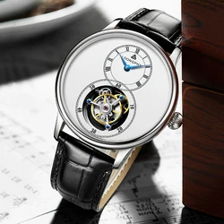 Luxury Tourbillon Watch Men Business Hand Wind Mechanical Wristwatches 43mm Top Brand 28800 Vph Movt Waterproof Clocks LOONGPHX