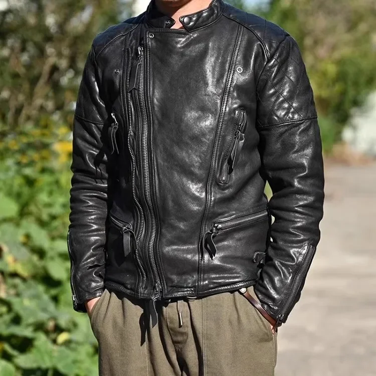 jacket.quality uncoated coat.motor Rider cool leather wear.