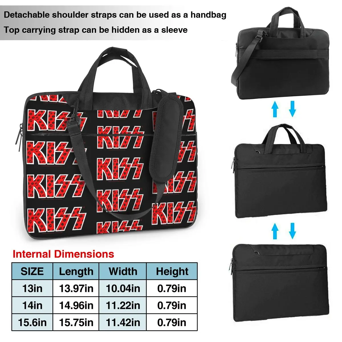 Handbag Laptop Bag Kiss Band Waterproof Notebook Pouch Black Lips Logo For Macbook Pro Lenovo 13 14 15 Travel Computer Pouch