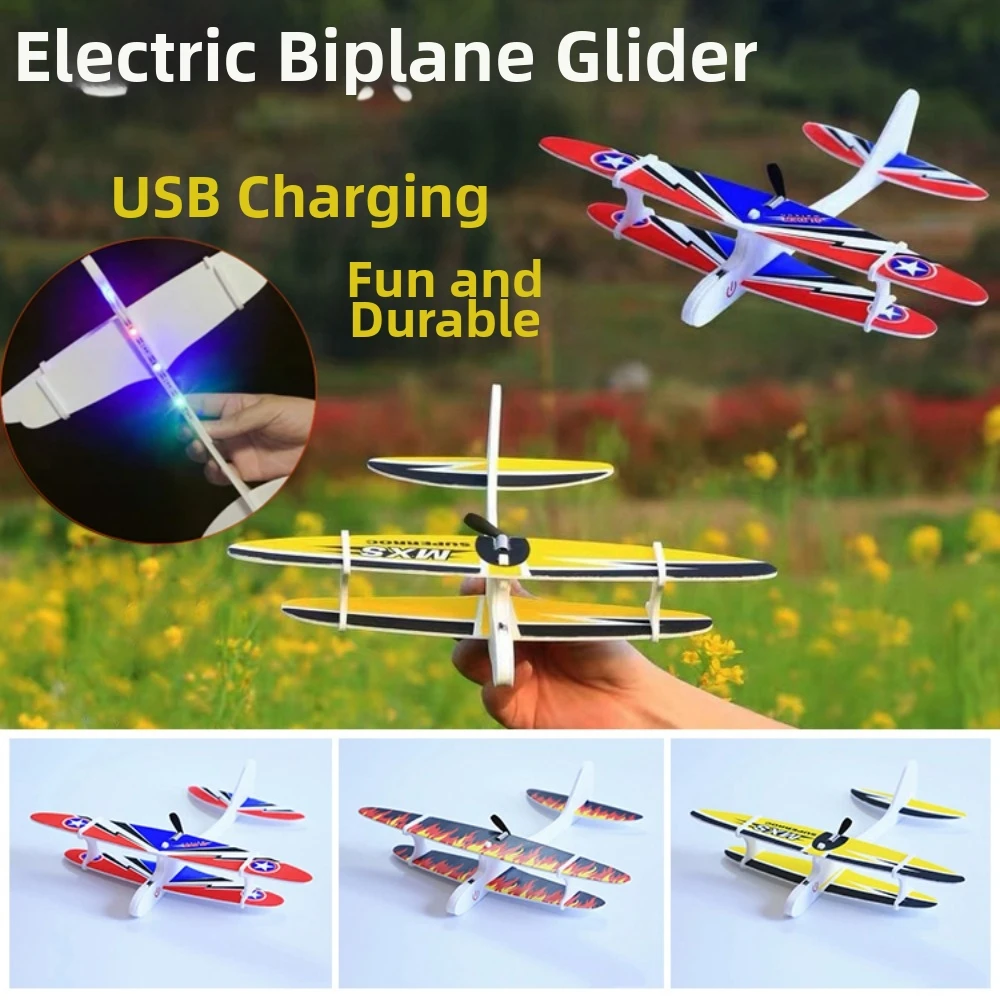 High Quality Ligthweight Children's Hand Throwing Aircraft Multistyles EVA Electric Foam Aircraft Charging Trainer Model