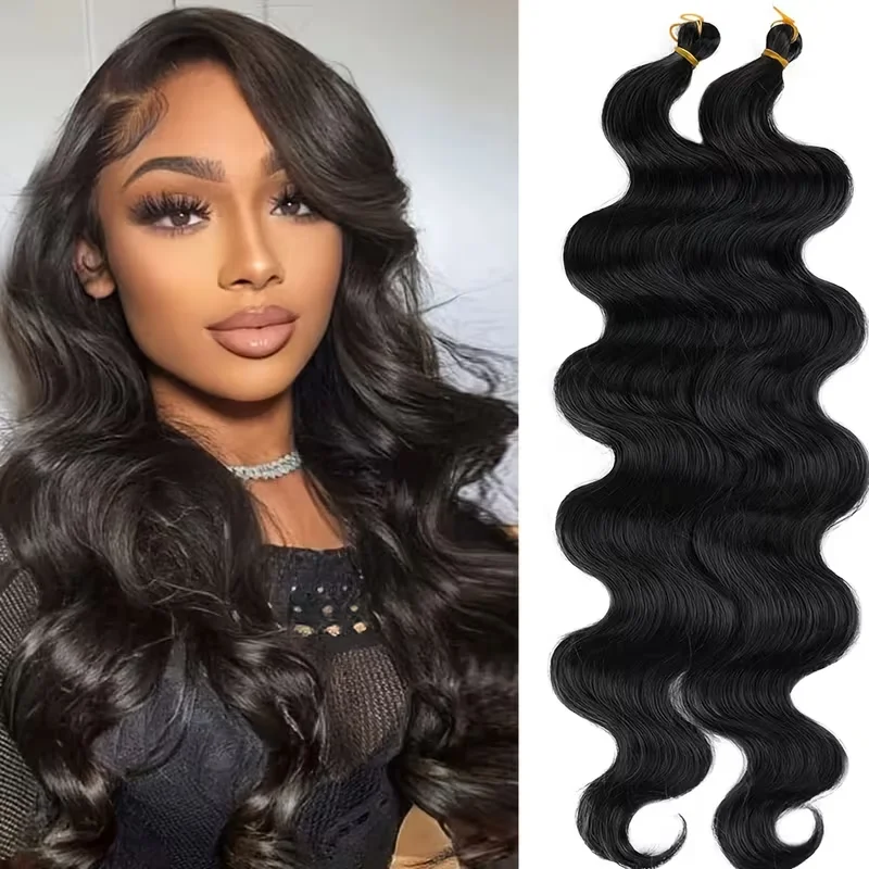28 Inch Body Wave Synthetic Crochet Braiding Hair Extension Daily Easy To Style Extensions No Weft Faux Braiding Hair For Women