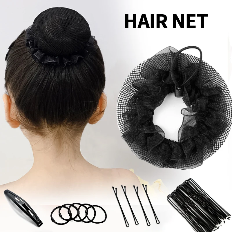 Tali Rambut Jaring Rambut Elastis Perlengkapan Rambut Hitam Jaring Kecil Tak Terlihat untuk Sanggul Rambut Wanita Perawat Rambut Gaya Rambut Donat