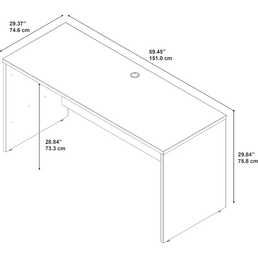 Стол Credenza Series C, Компьютерный стол для дома или профессионального офиса, 60 Вт x 24D, Мокко Вишня