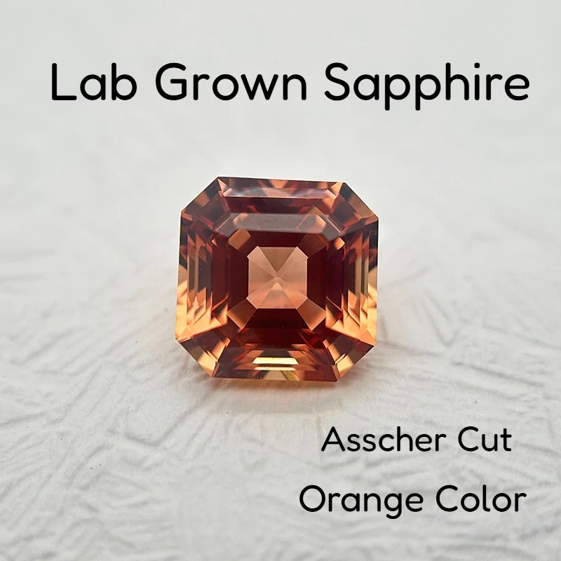 

Lab Grown Sapphire Orange Color Asscher Cutting Various Colors Multiple Sizes for Diy Jewelry Making Selectable AGL Certificate
