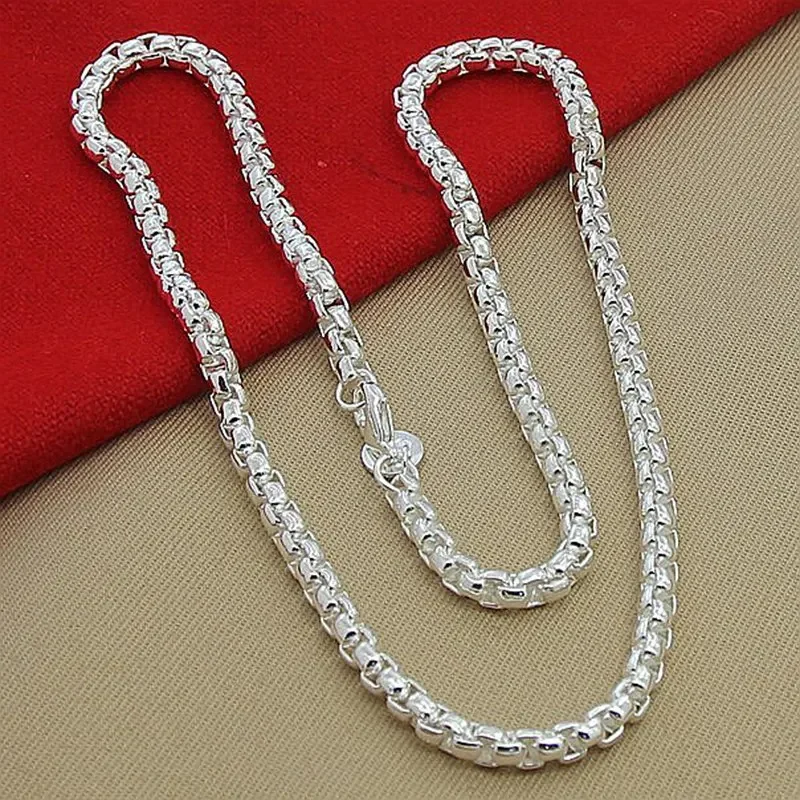 45-60cm 925 Sterling Silver 4mm Round Box Chain Necklaces Bracelets Set For Women Men Fashion Wedding Party Charm Jewelry