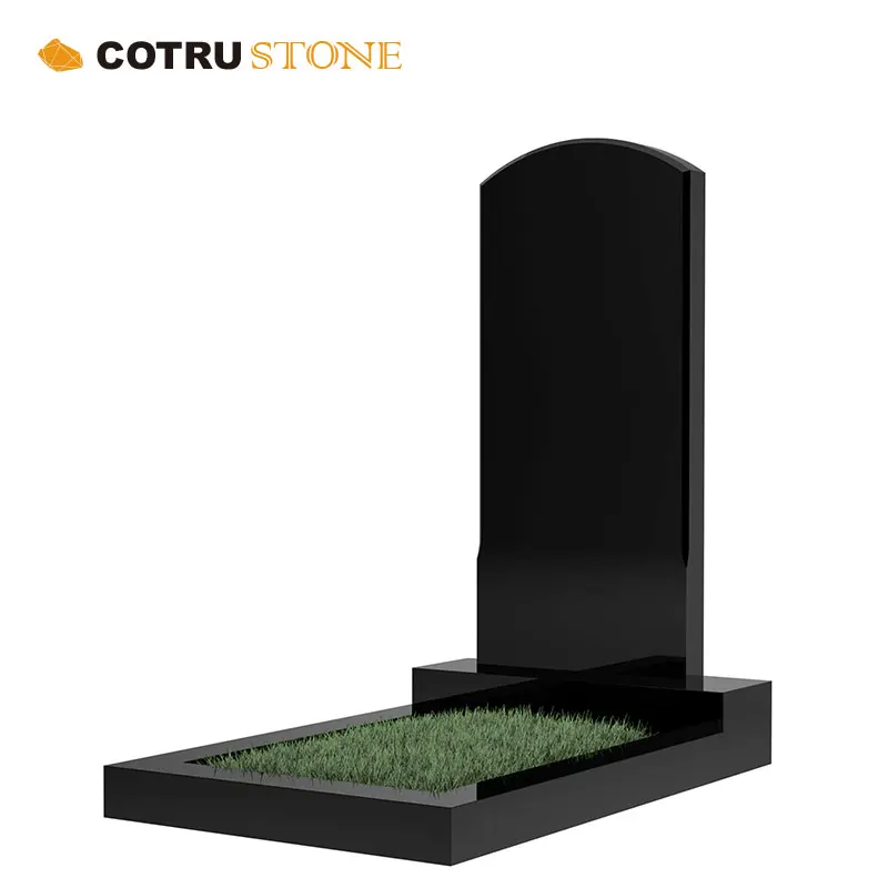 BModern Russian Style Black Stone Tombstone Headstone Monument Memorial With CrossO
