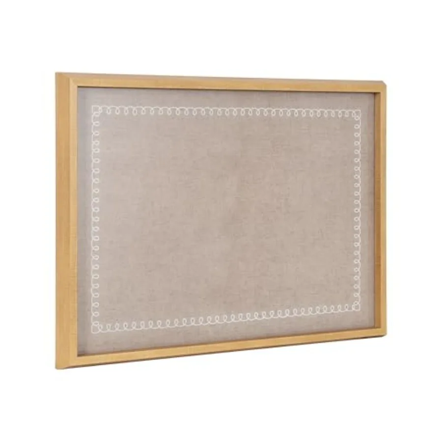 

Настенная стеклянная доска для сухого стирания в рамке, нейтральный льняной цвет, с белой фигурной каймой, от The Creative Bunch Studio, 24 x 18, модель Blake Na