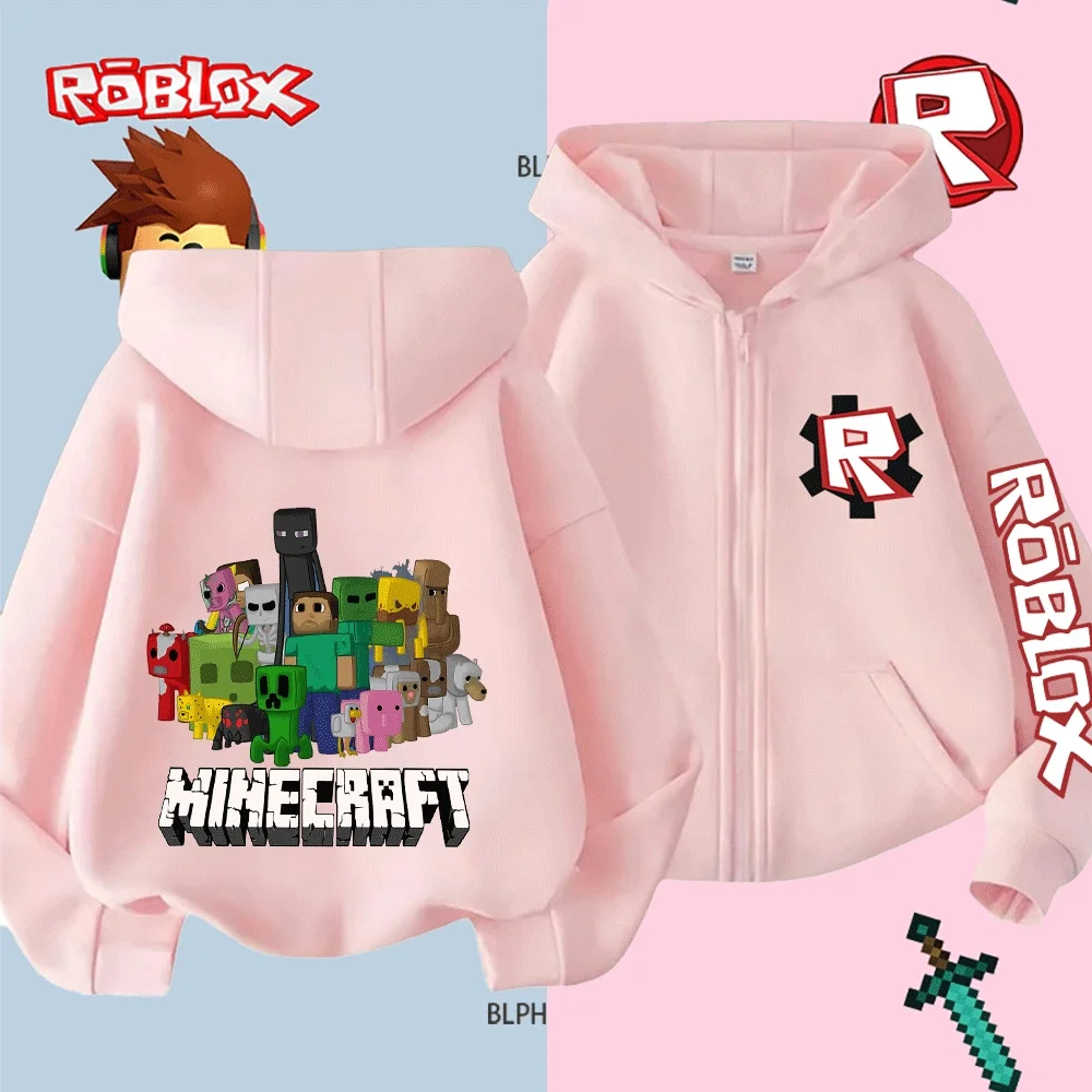 

Kids Roblox Theme Hoodie, Popular Game-Inspired Casual Sweatshirt for Children, Soft Comfortable Pullover with Trendy Kids