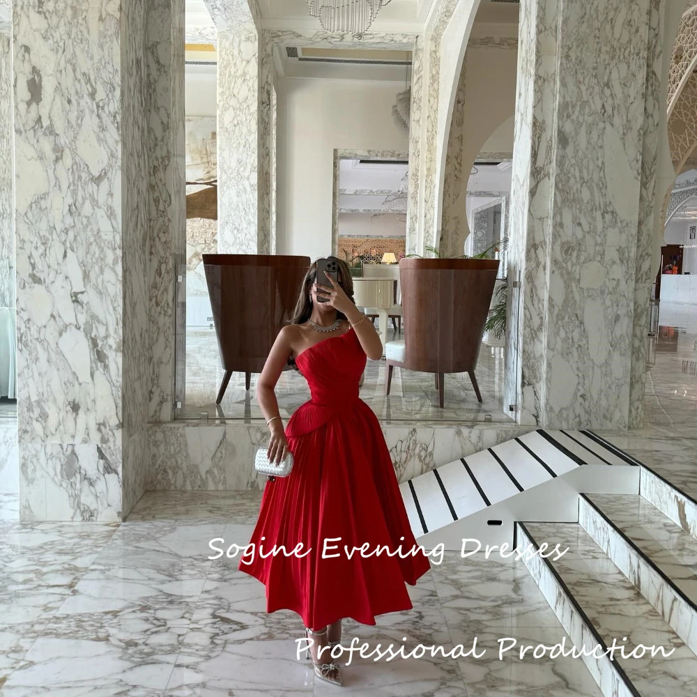 Strapless Red Party Dresses For Teens Pleated Crepe Homecoming Dress 2025 Sleeveless فساتين سهرة A-Line Evening Dress Formal