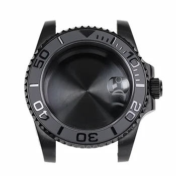 NH35 Nh36 Nh34 자동 기계식 무브먼트 시계 케이스용 사파이어 크리스탈 방수 블랙 요트 디자인 스타일 케이스