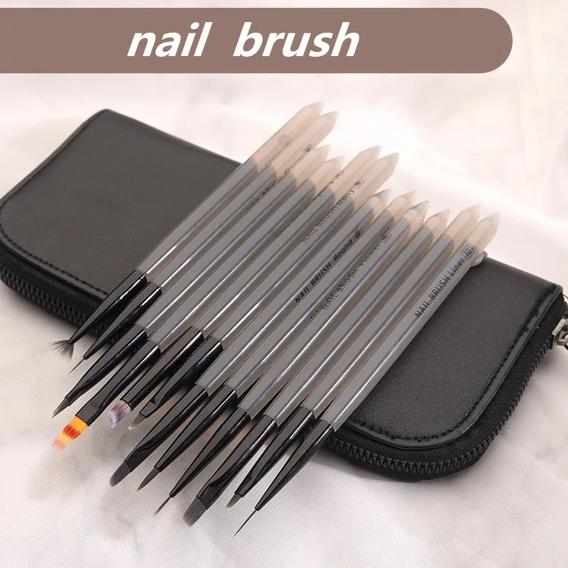 

1PC Nail Art Brush Acrylic Handle Liner Drawing UV Gel Pen French Brushes Half Moon Shape Gradient Manicure Tool