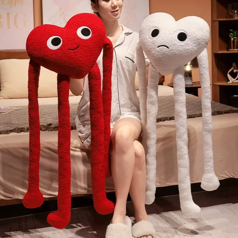 Long Legs Love Heart Shape Pillow Cute Stuffed Red Black White Heart Pillow Soft Plush Toys Lover Friends Festival Creative Gift